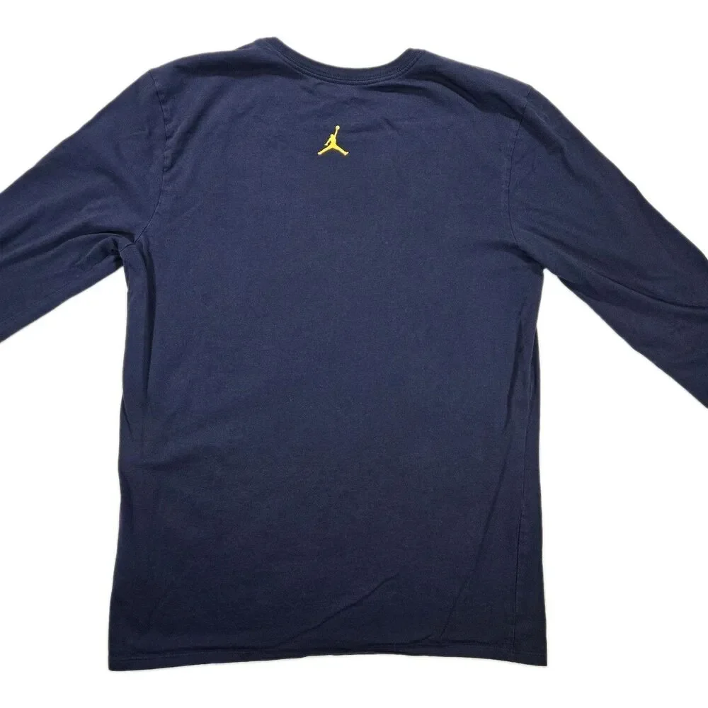 Mens Nike Jordan Michigan Wolverines Long Sleeve T Shirt Medium Blue